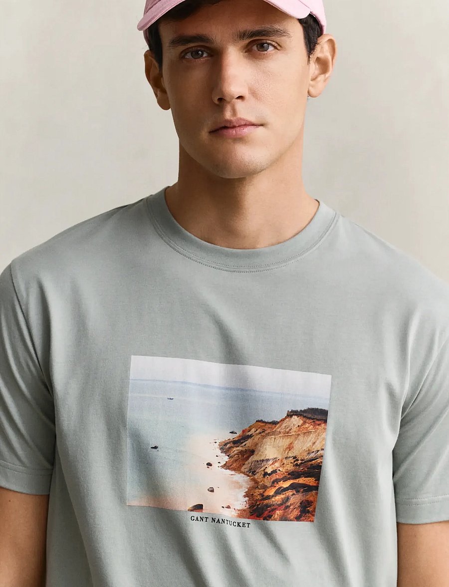 Gant - SCENERY GRAPHIC SS TSHIRT - lühikeste varrukatega t-särgid - ceramic grey - 3