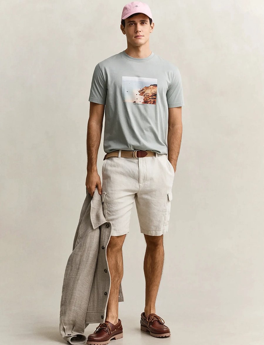 Gant - SCENERY GRAPHIC SS TSHIRT - lühikeste varrukatega t-särgid - ceramic grey - 4