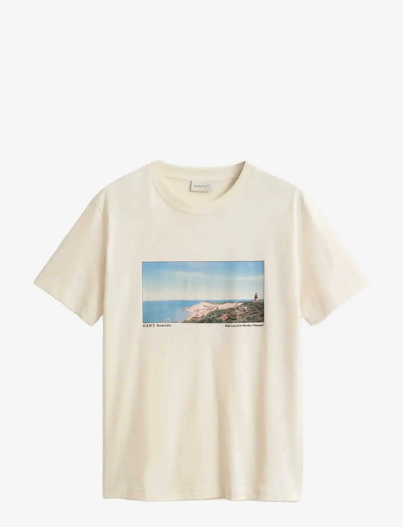 Gant - SCENERY GRAPHIC SS TSHIRT - kortærmede t-shirts - cream - 1