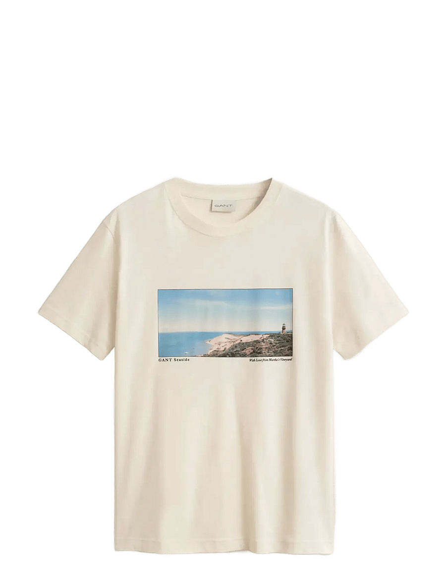 Gant - SCENERY GRAPHIC SS TSHIRT - kortærmede t-shirts - cream - 1