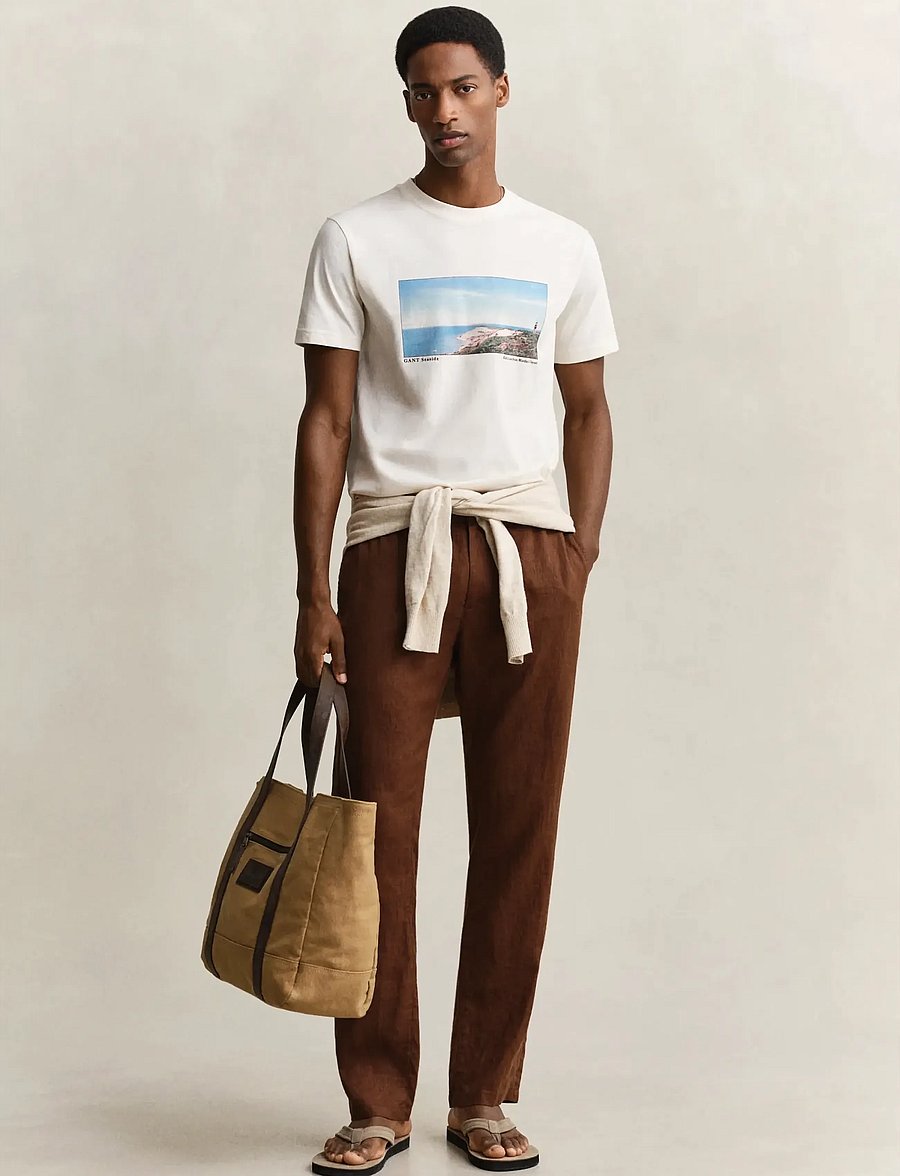 Gant - SCENERY GRAPHIC SS TSHIRT - kortærmede t-shirts - cream - 4