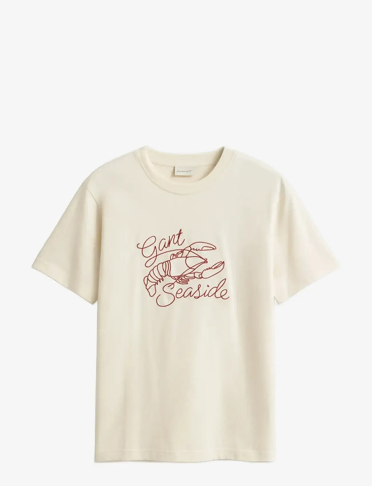 GANT - EMBROIDERED SS TSHIRT - kurzärmelig - cream - 1