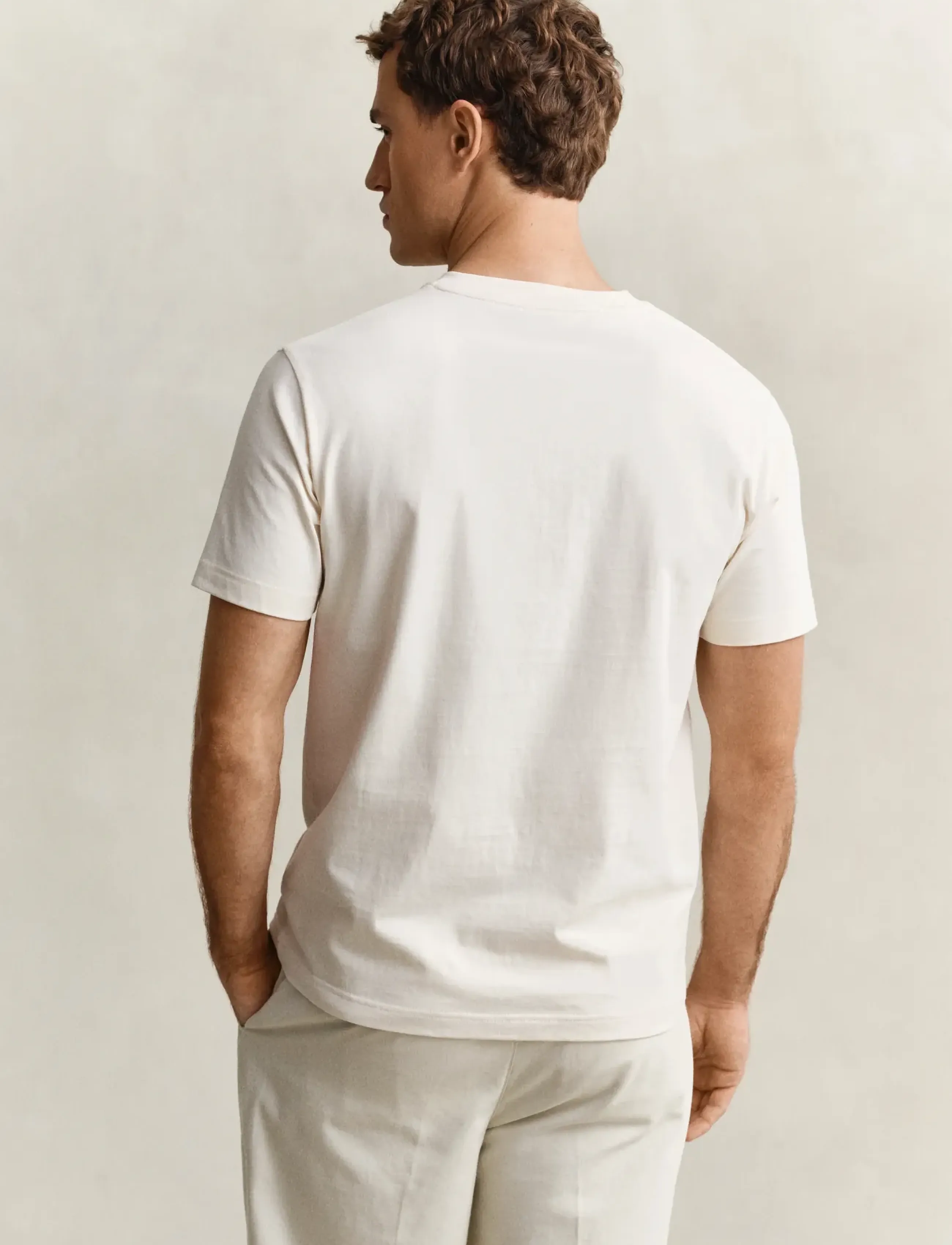 Gant - EMBROIDERED SS TSHIRT - lühikeste varrukatega t-särgid - cream - 2