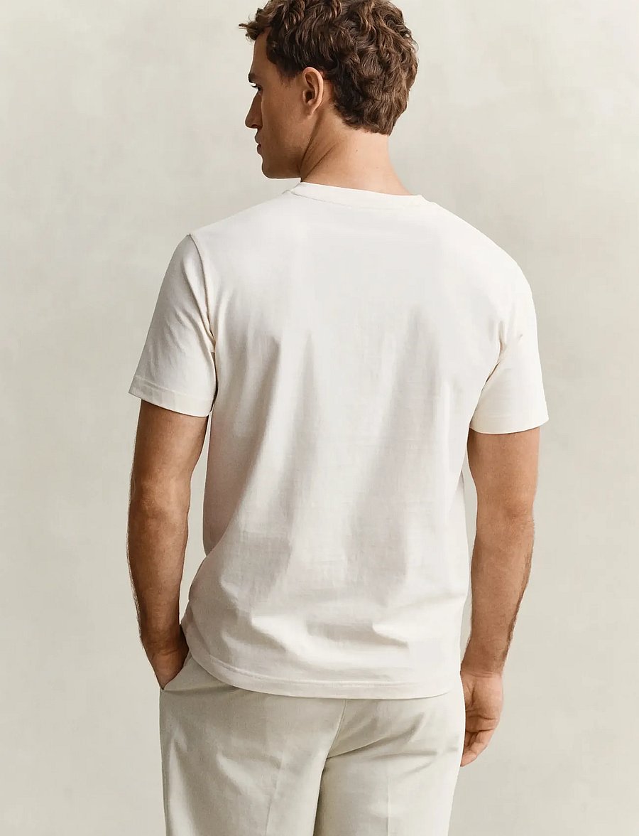 Gant - EMBROIDERED SS TSHIRT - kortærmede t-shirts - cream - 2