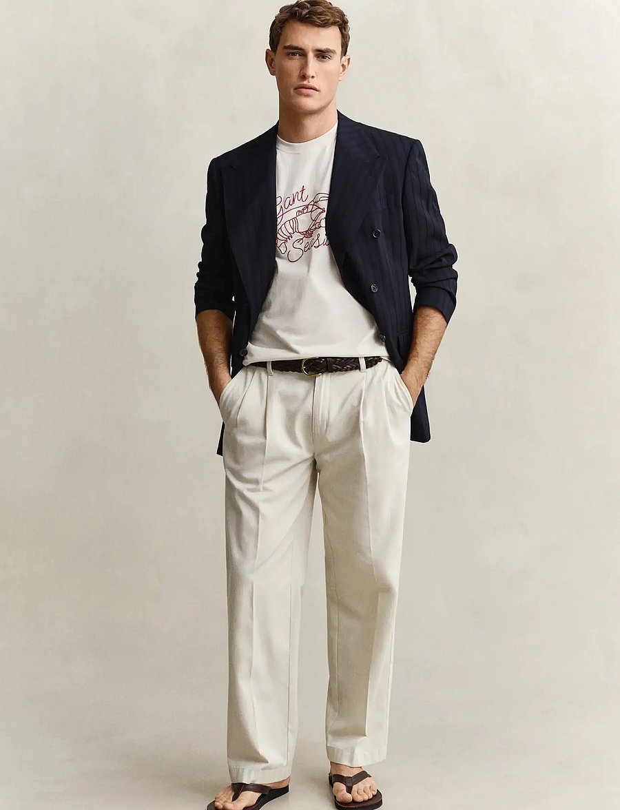 Gant - EMBROIDERED SS TSHIRT - kortærmede t-shirts - cream - 4