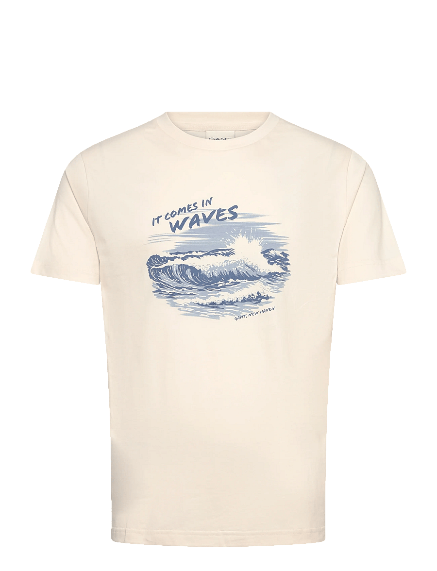 Gant - GRAPHIC SS TSHIRT - kurzärmelig - cream - 1