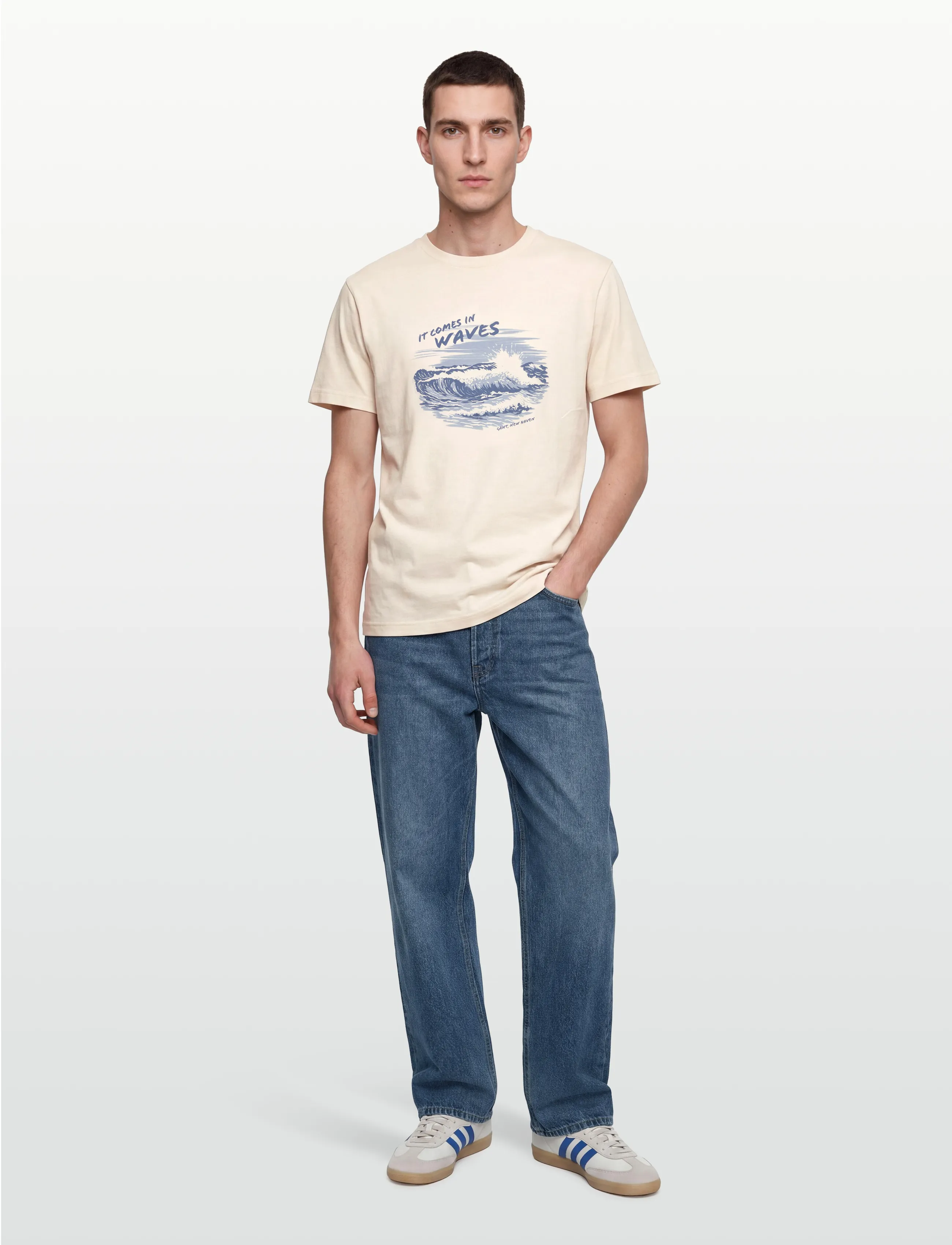 Gant Graphic Ss Tshirt, Mænd, Grafisk T-shirt, Cream, Str: L
