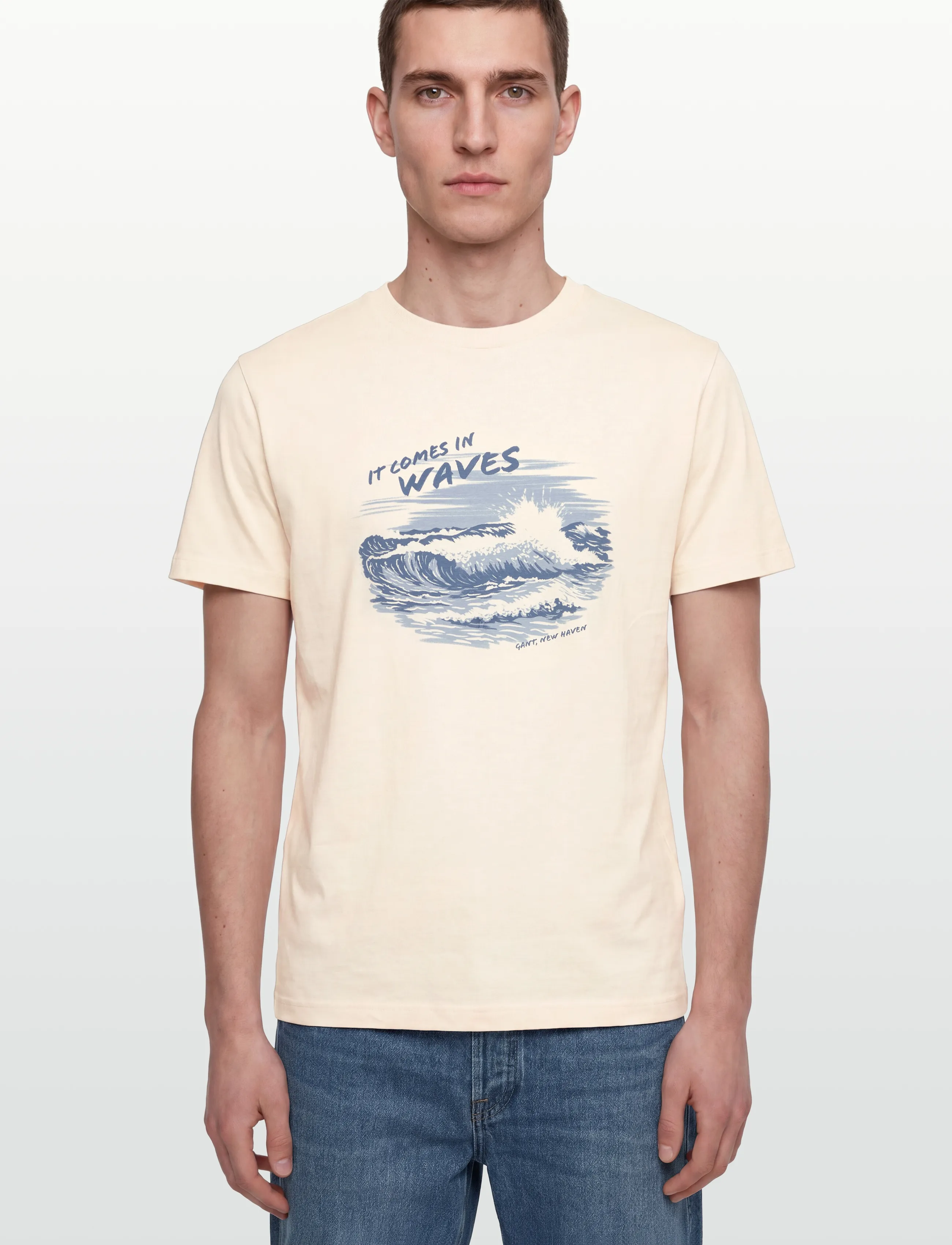 Gant - GRAPHIC SS TSHIRT - kortärmade t-shirts - cream - 3