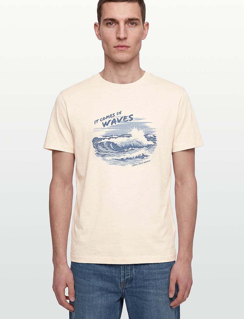 Gant - GRAPHIC SS TSHIRT - kurzärmelig - cream - 3
