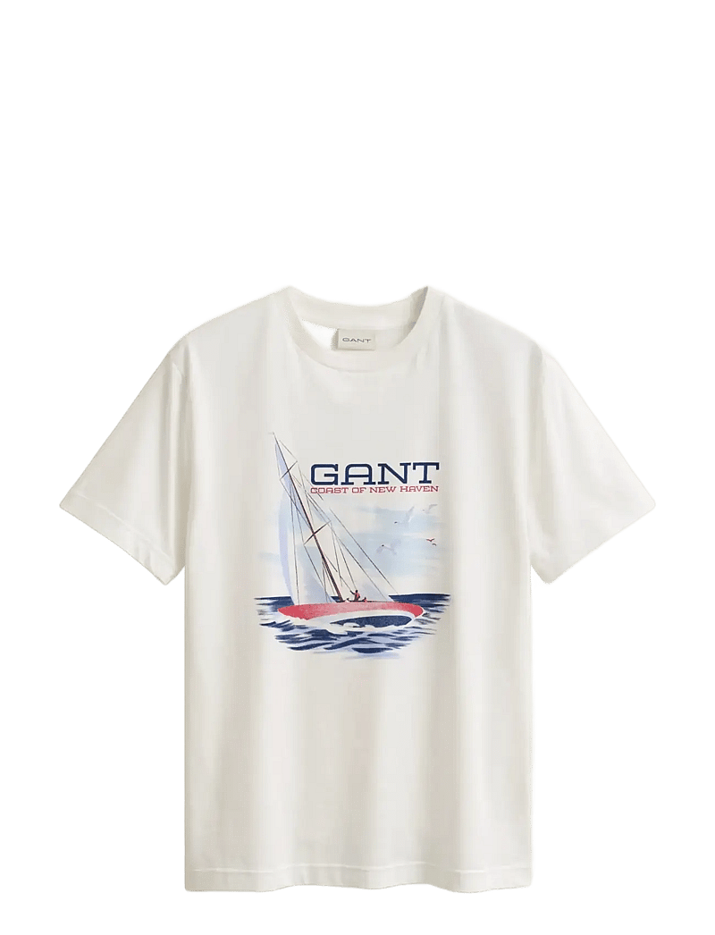 Gant - GRAPHIC SS TSHIRT - kurzärmelig - eggshell - 1