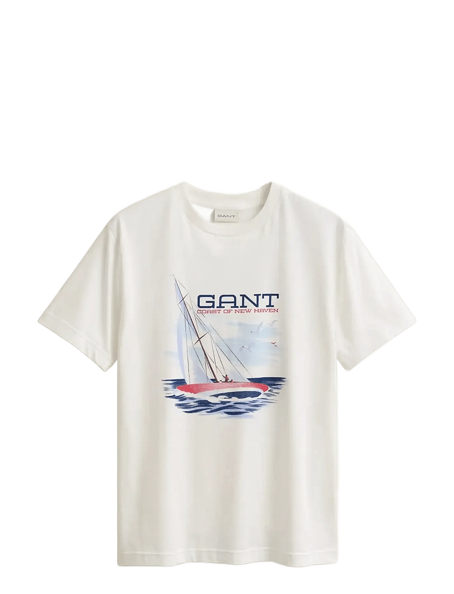 Gant - GRAPHIC SS TSHIRT - kurzärmelig - eggshell - 1