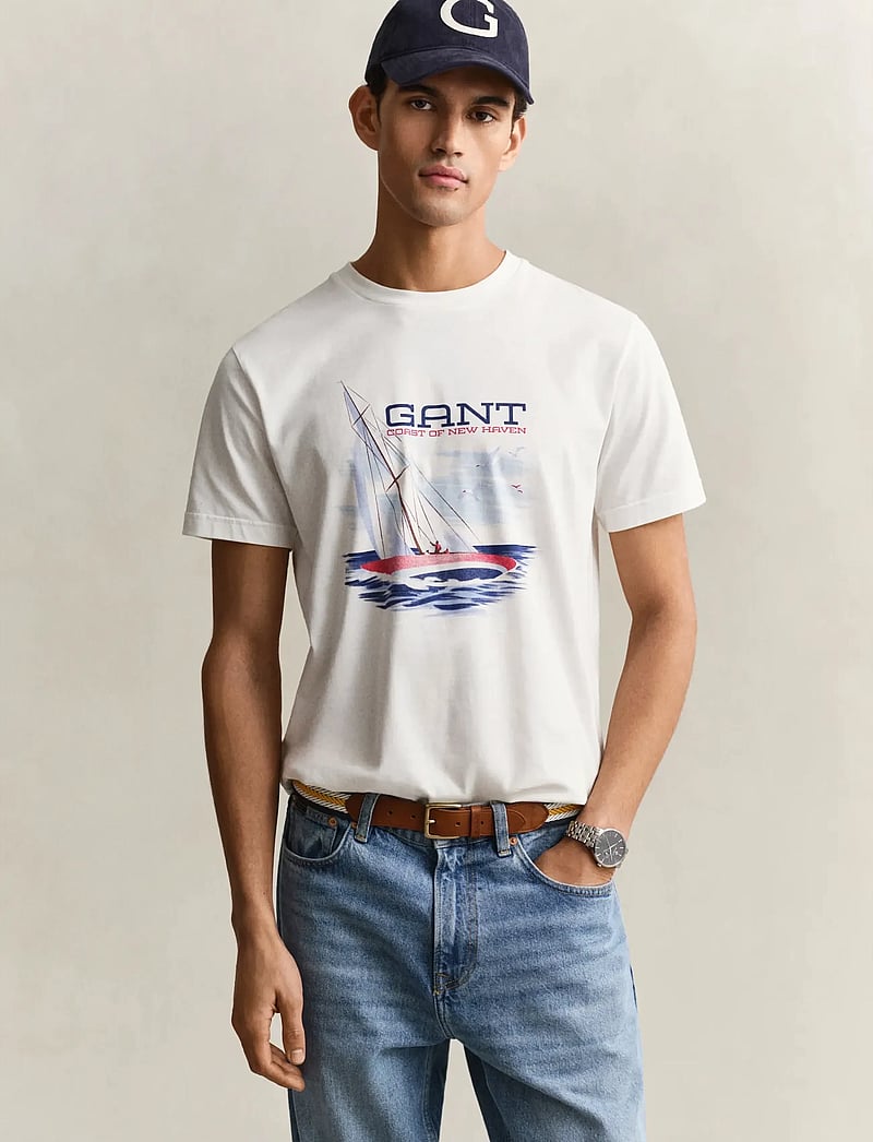 Gant - GRAPHIC SS TSHIRT - kurzärmelig - eggshell - 0