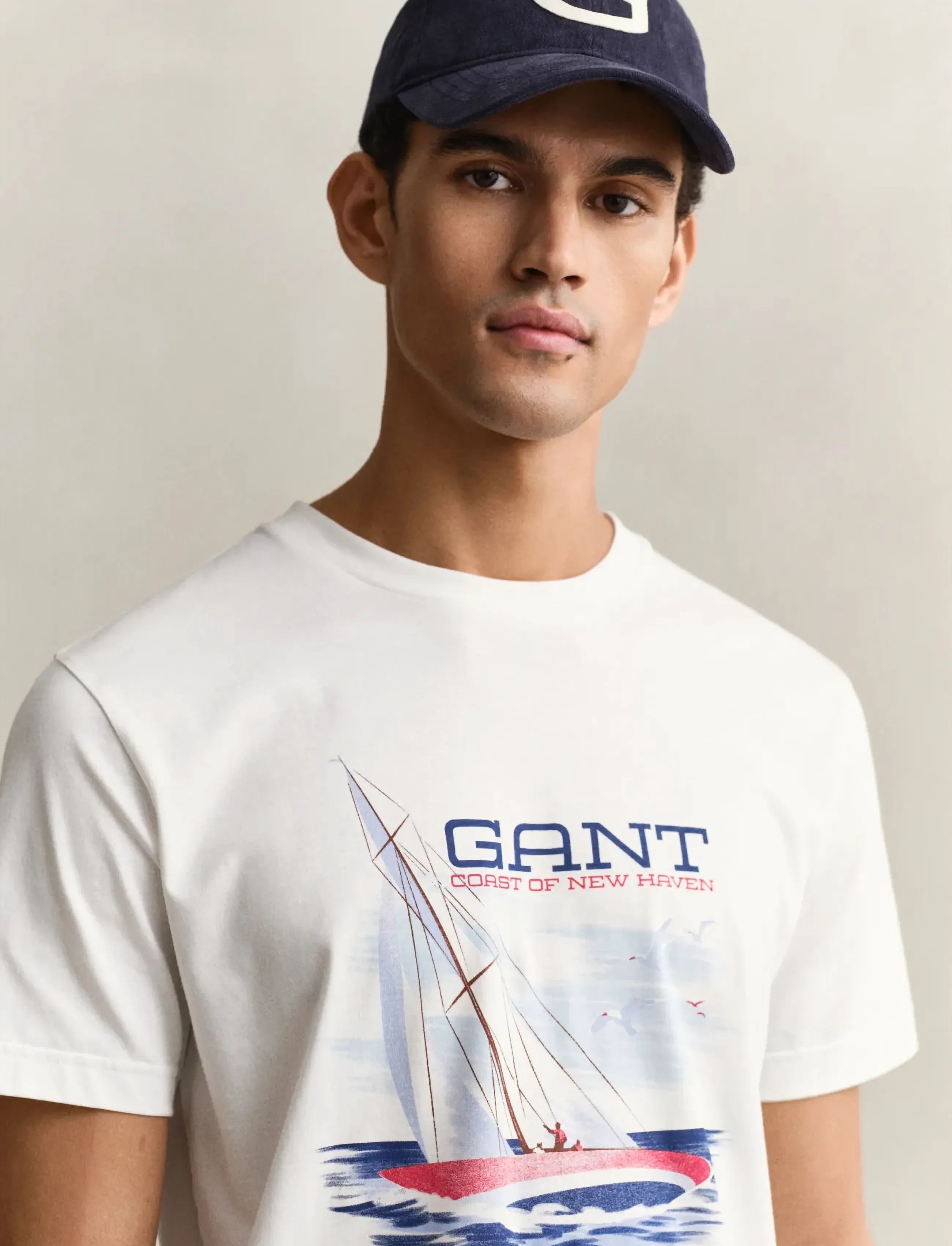Gant - GRAPHIC SS TSHIRT - stutterma bolir - eggshell - 3