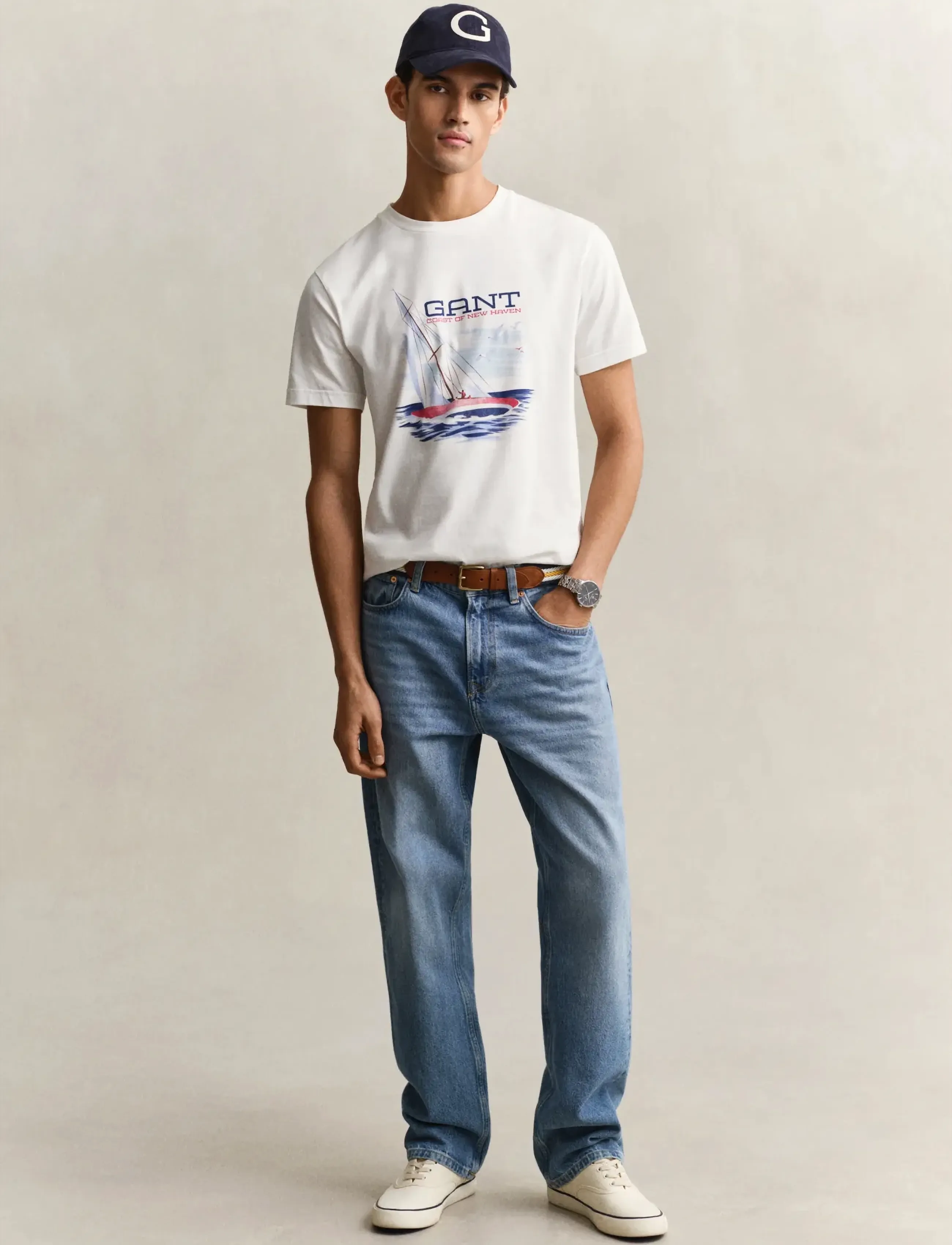 Gant - GRAPHIC SS TSHIRT - stutterma bolir - eggshell - 4