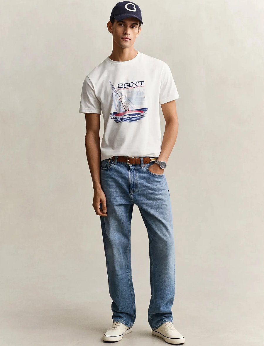 Gant - GRAPHIC SS TSHIRT - kurzärmelig - eggshell - 4