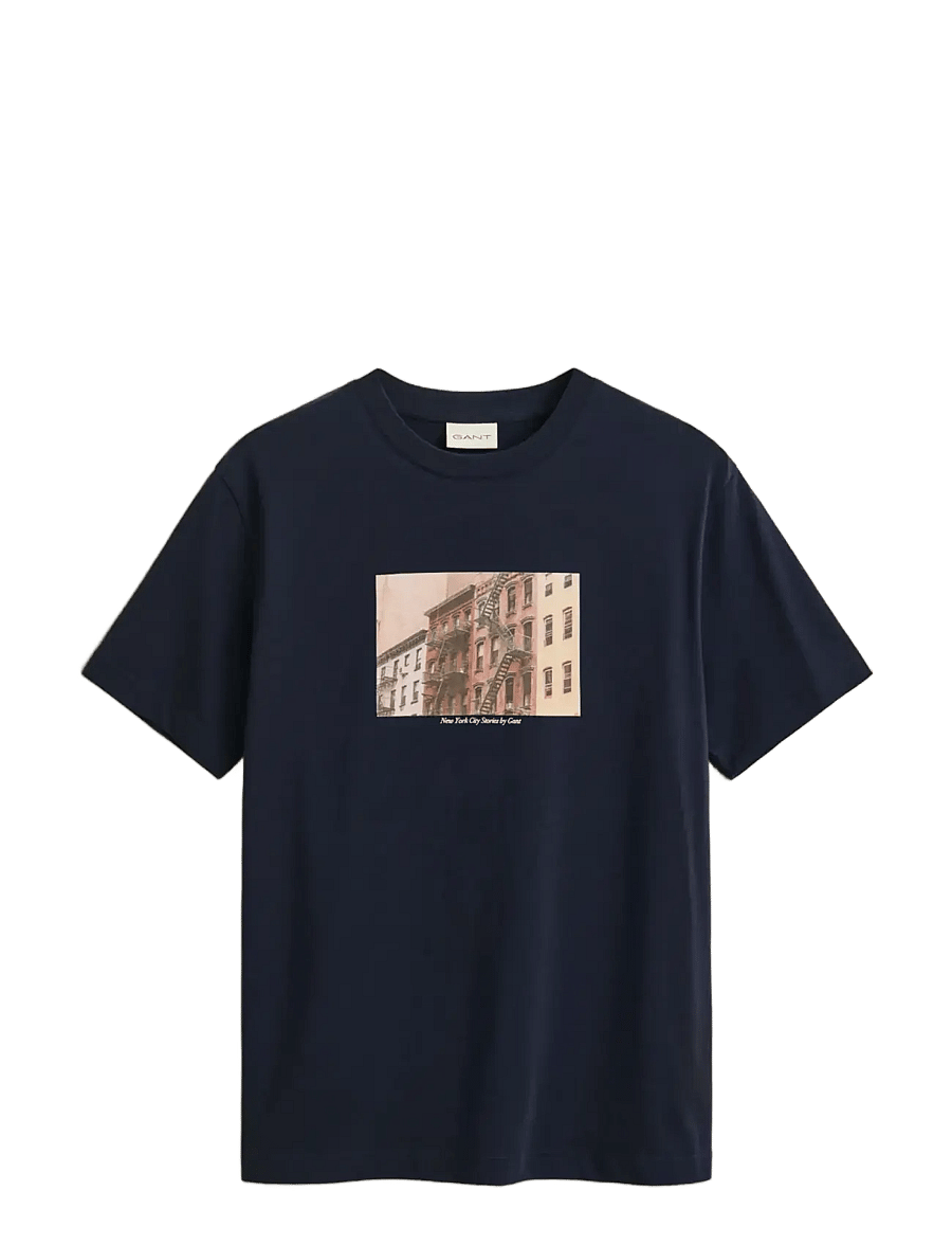 Gant - GRAPHIC SS T-SHIRT - short-sleeved t-shirts - evening blue - 0