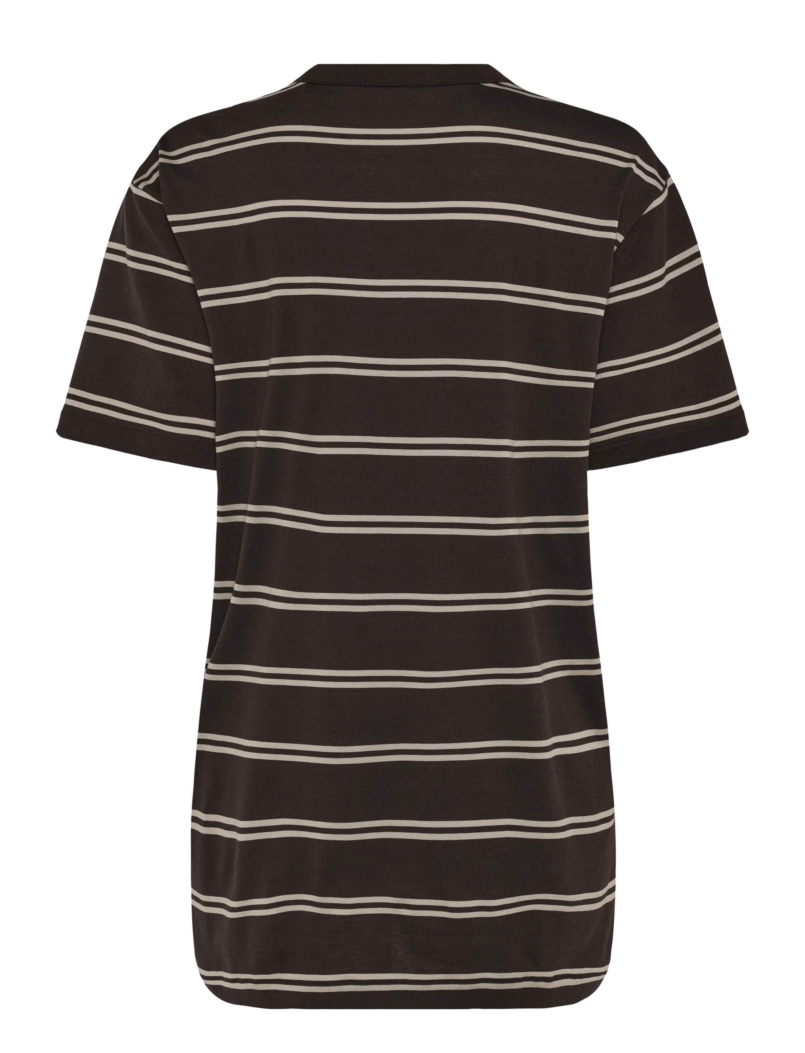 Gant - PIMA STRIPED SS T-SHIRT - kurzärmelige t-shirts - charred wood brown - 1