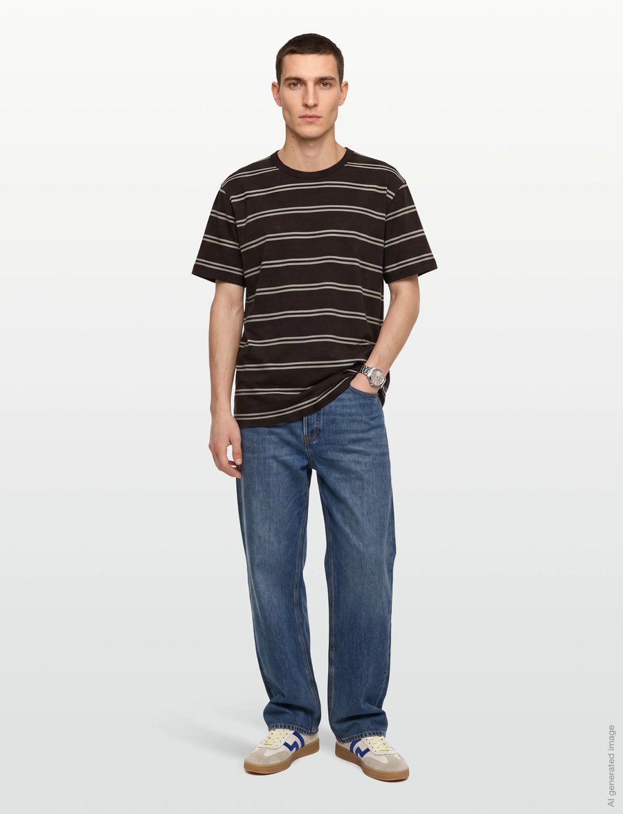 Gant - PIMA STRIPED SS T-SHIRT - lühikeste varrukatega t-särgid - charred wood brown - 0