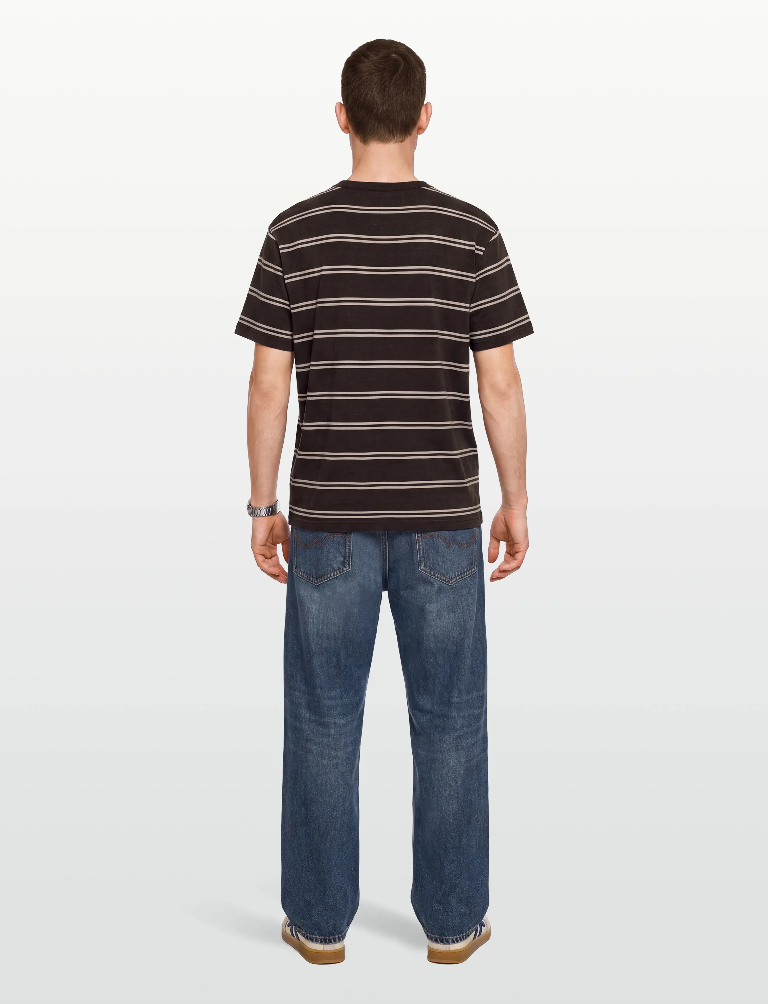Gant - PIMA STRIPED SS T-SHIRT - lühikeste varrukatega t-särgid - charred wood brown - 4