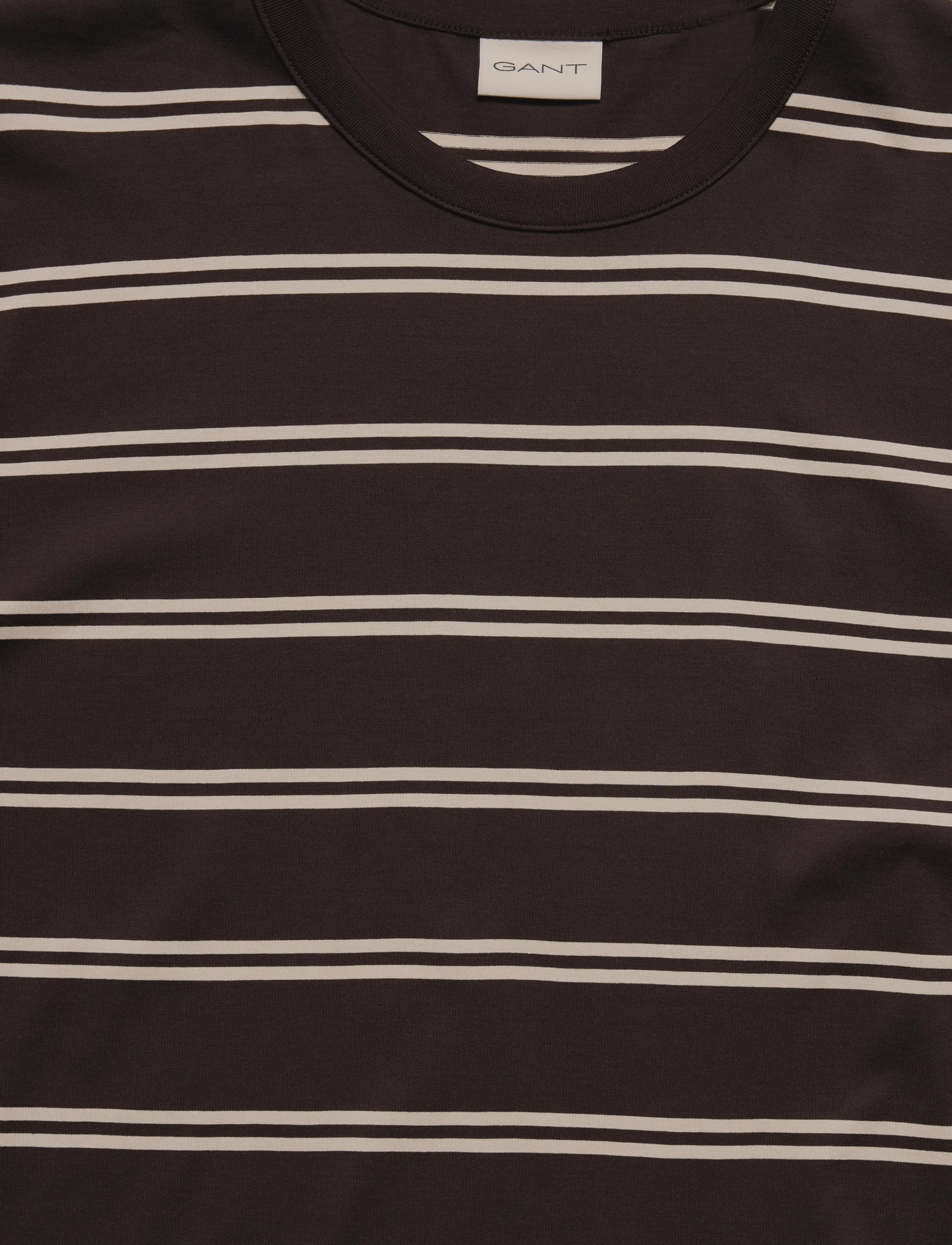 Gant - PIMA STRIPED SS T-SHIRT - kurzärmelige t-shirts - charred wood brown - 2
