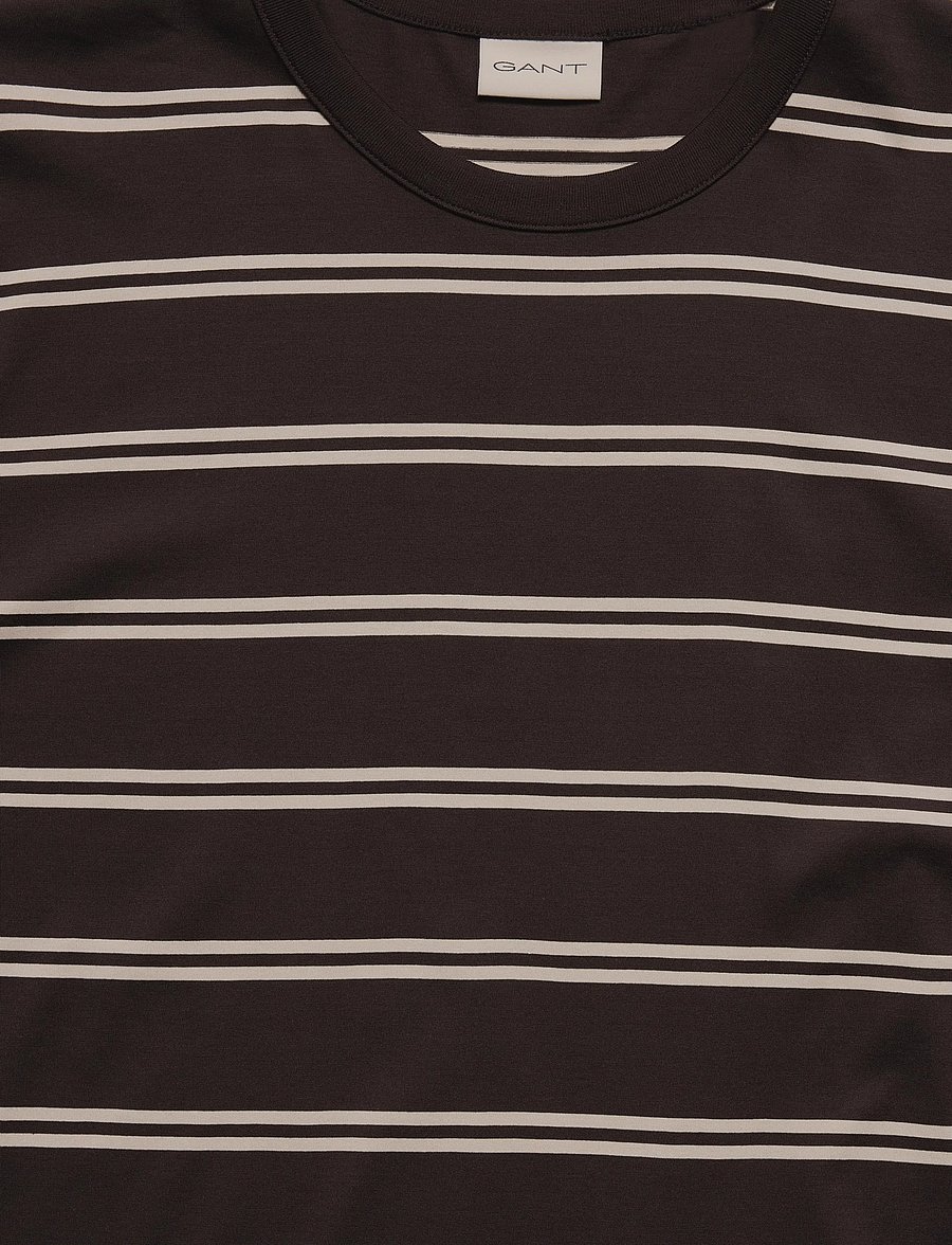 Gant - PIMA STRIPED SS T-SHIRT - kurzärmelige t-shirts - charred wood brown - 2