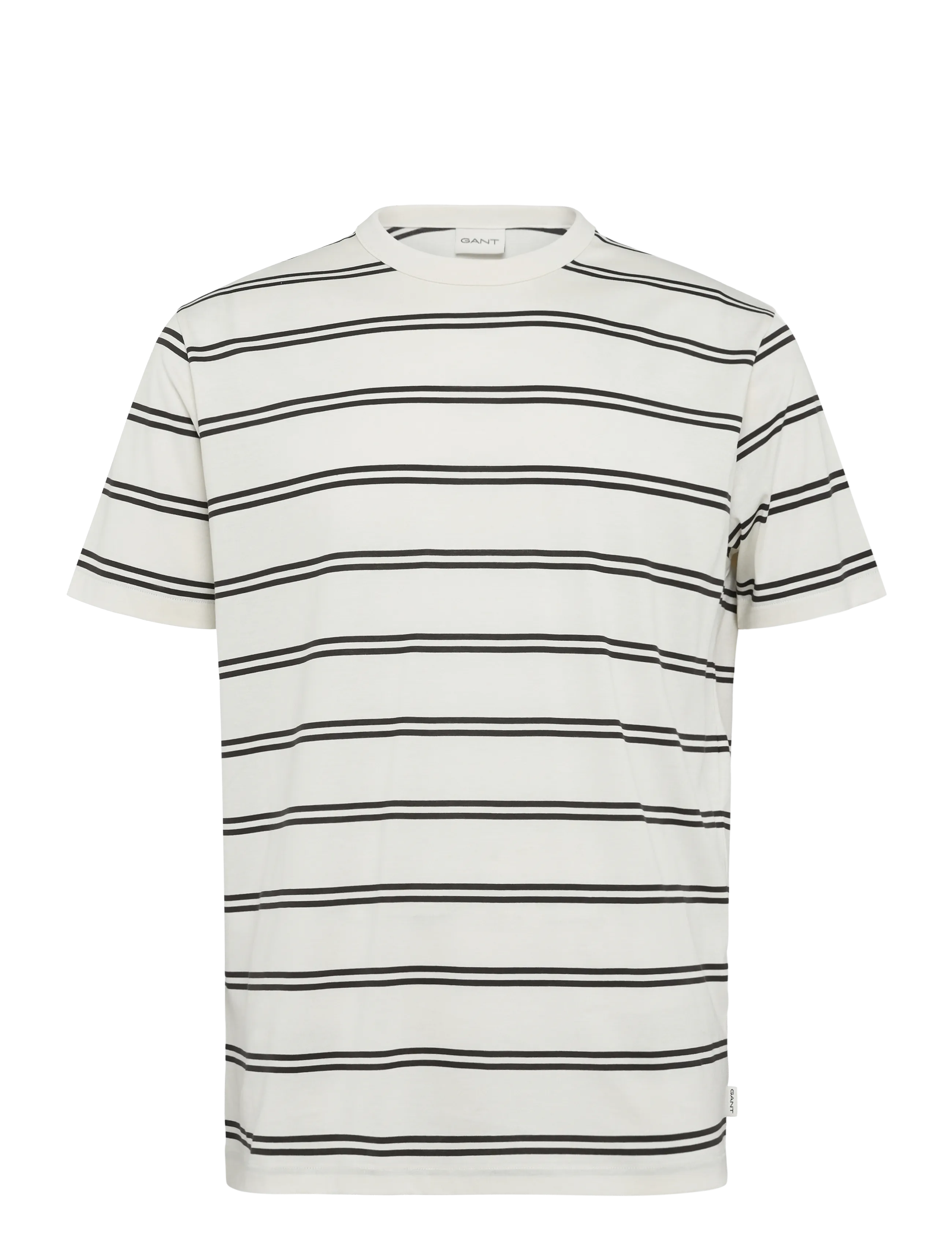 Gant - PIMA STRIPED SS T-SHIRT - kortärmade t-shirts - cream - 1