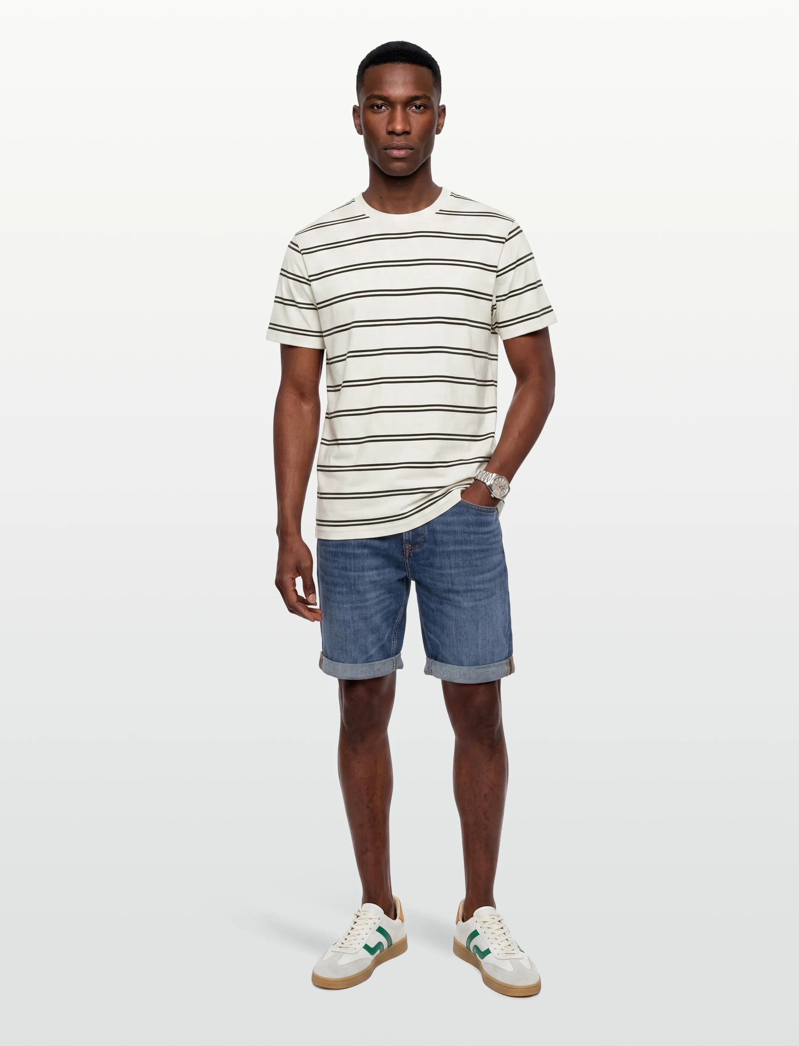 Gant Pima Striped Ss T-Shirt, XXL, T-shirts, Creme - Short-sleeved, Männerswear