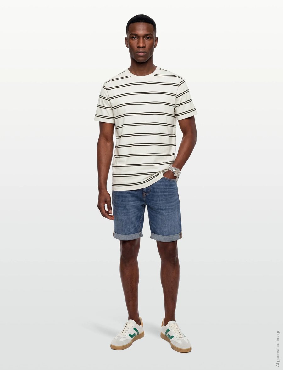 Gant - PIMA STRIPED SS T-SHIRT - kortärmade t-shirts - cream - 0