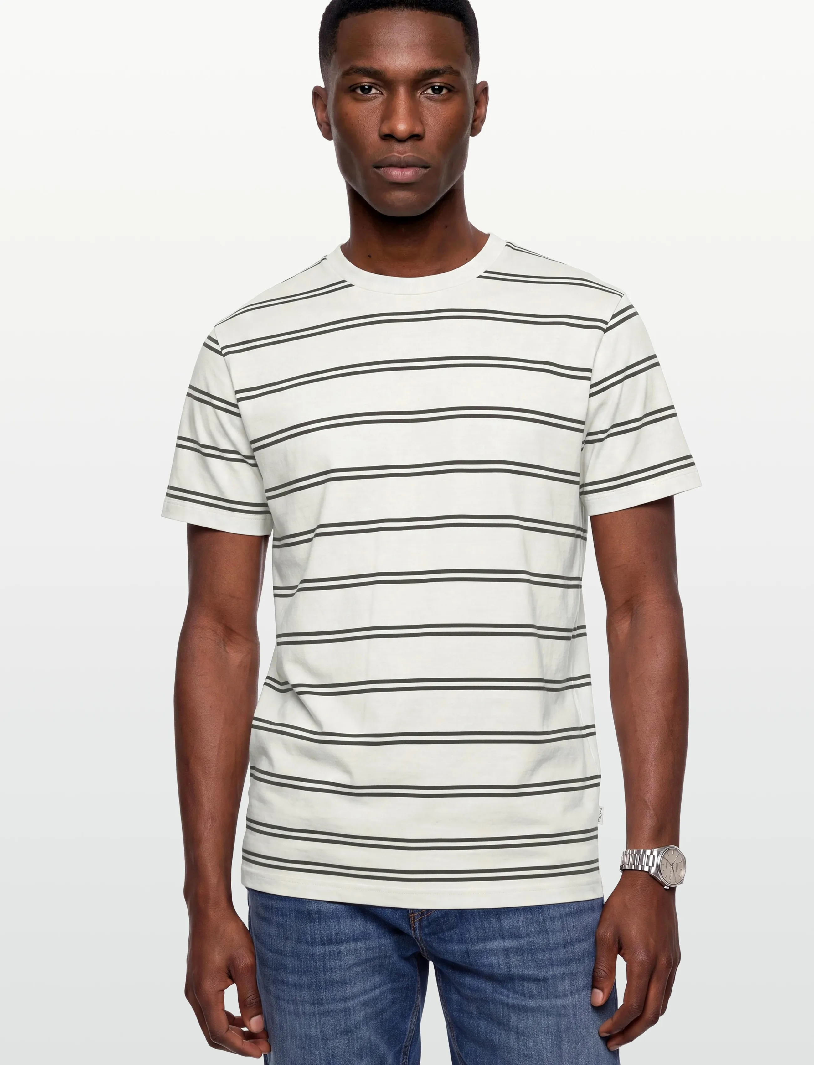 Gant - PIMA STRIPED SS T-SHIRT - kortärmade t-shirts - cream - 3