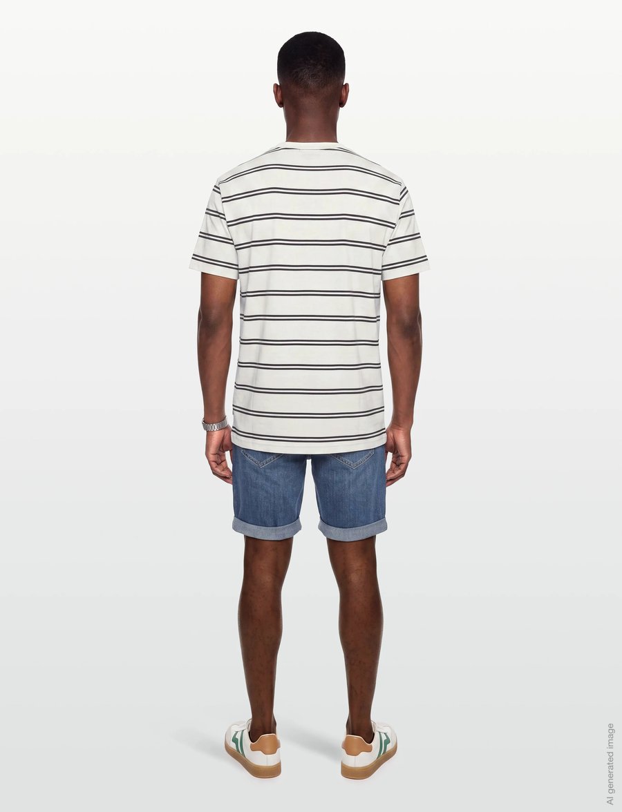 Gant - PIMA STRIPED SS T-SHIRT - kortärmade t-shirts - cream - 4