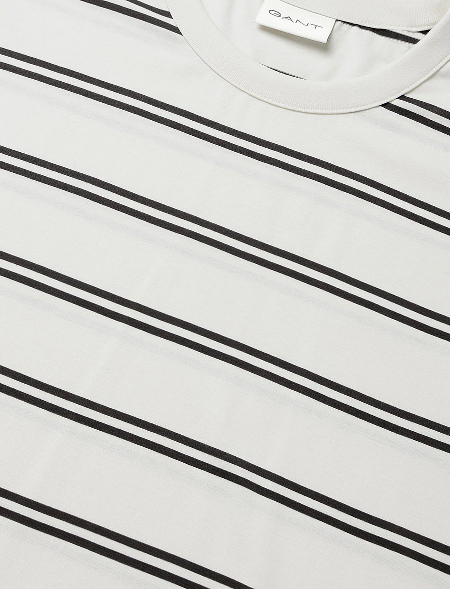 Gant - PIMA STRIPED SS T-SHIRT - kortärmade t-shirts - cream - 5