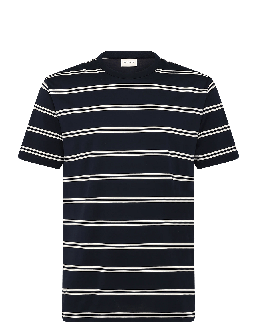 Gant - PIMA STRIPED SS T-SHIRT - kurzärmelige t-shirts - evening blue - 0