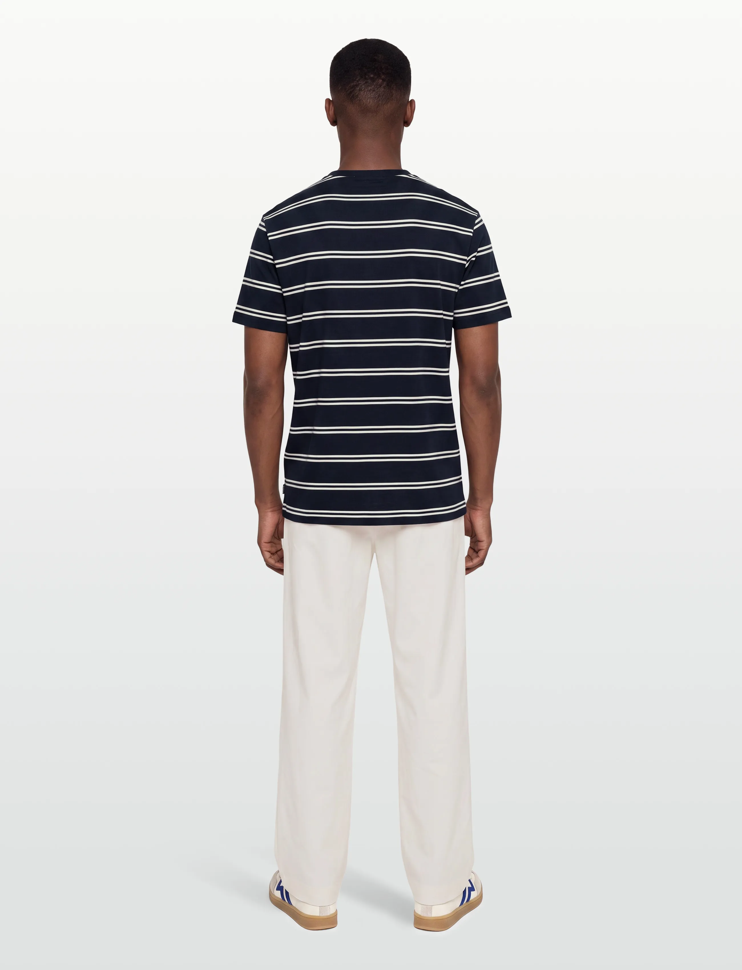 Gant - PIMA STRIPED SS T-SHIRT - kortærmede t-shirts - evening blue - 4