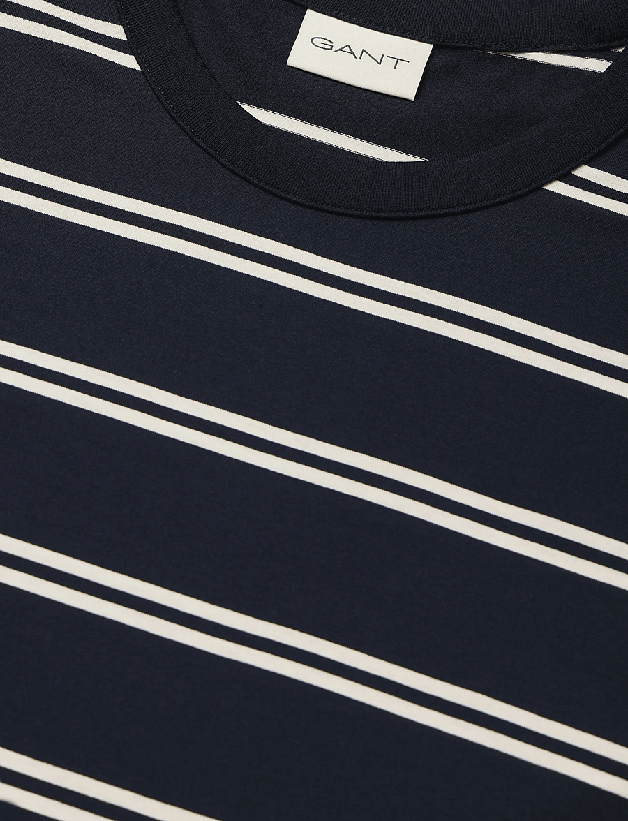 Gant - PIMA STRIPED SS T-SHIRT - kurzärmelige t-shirts - evening blue - 2
