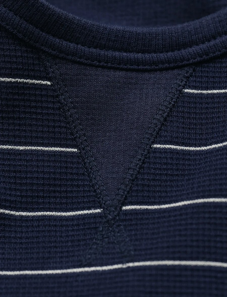 Gant - MICRO TEXTURE STRIPED C-NECK - langärmelige t-shirts - evening blue - 2