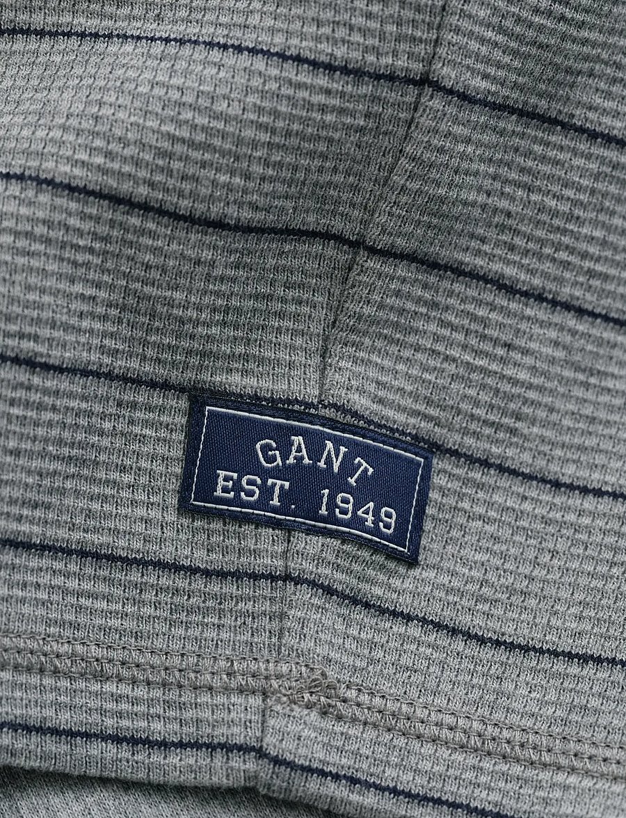 Gant - MICRO TEXTURE STRIPED C-NECK - langärmelige t-shirts - grey melange - 1