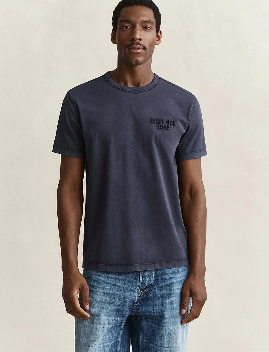 Gant - GRAPHIC SS T-SHIRT - kurzärmelige t-shirts - evening blue - 0