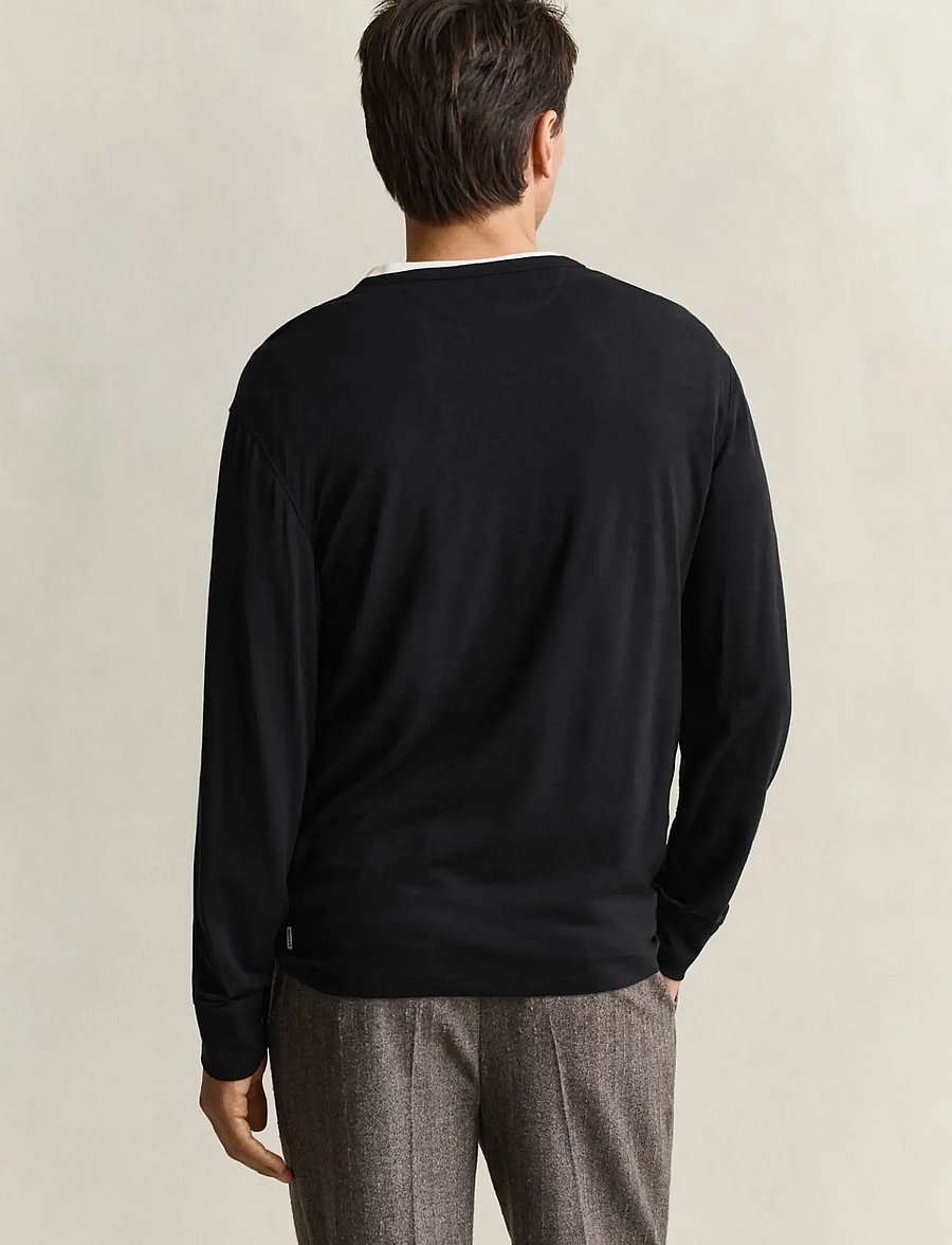 Gant - TENCEL WOOL HENLEY - black - 2