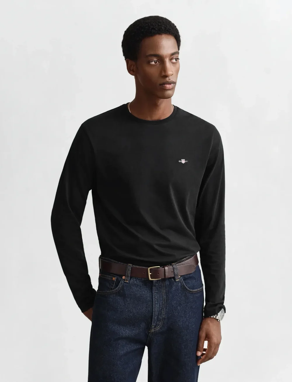 GANT - REG SHIELD LS T-SHIRT - långärmade t-shirts - black - 0