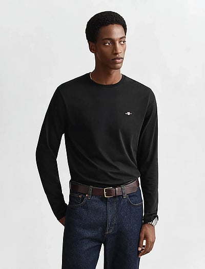 Gant Shield Long Sleeve T-Shirt - Langärmelige T-Shirts - BLACK / black