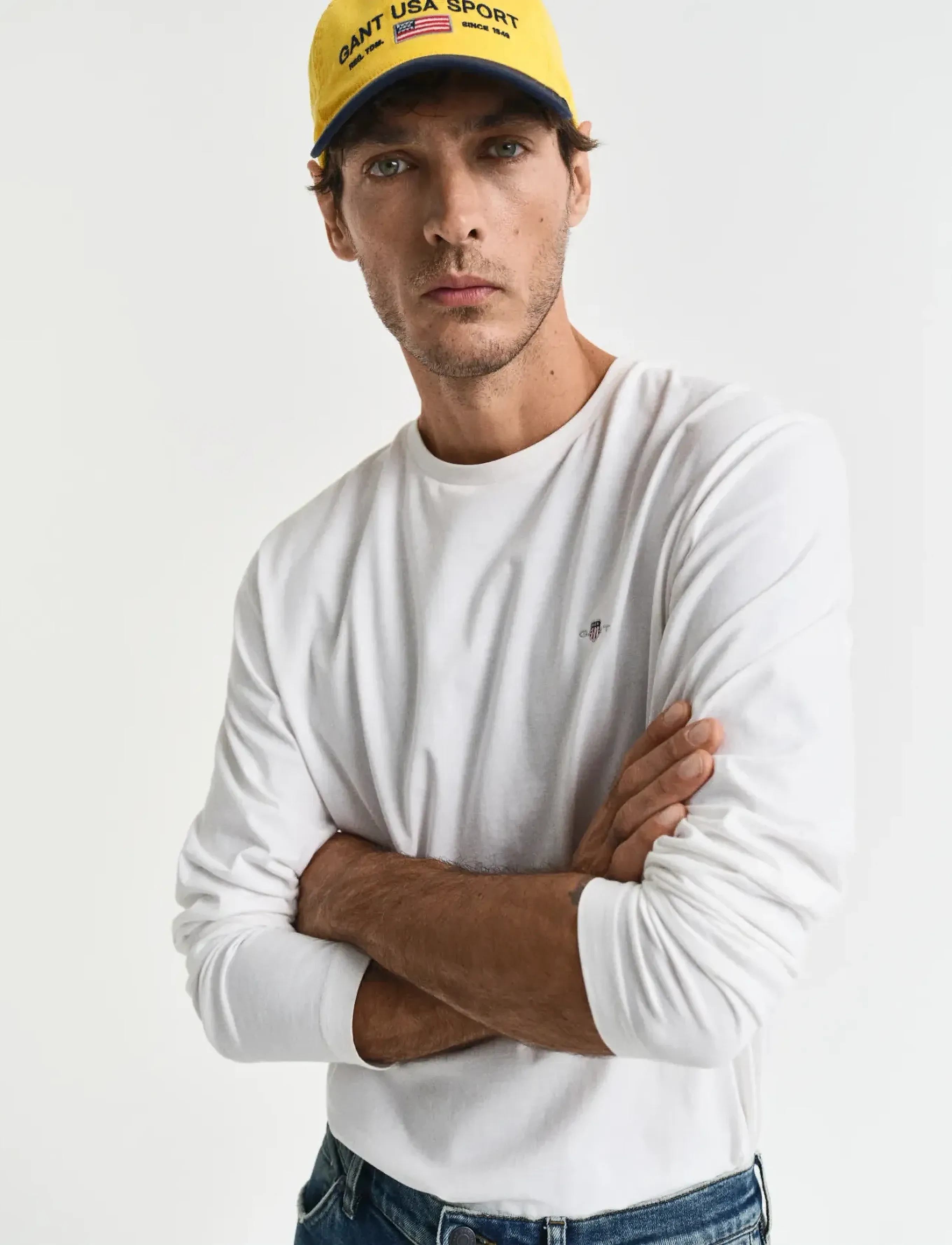 Gant Shield Long Sleeve T-Shirt, XXL, T-shirts, Weiß - Long-sleeved, Männerswear