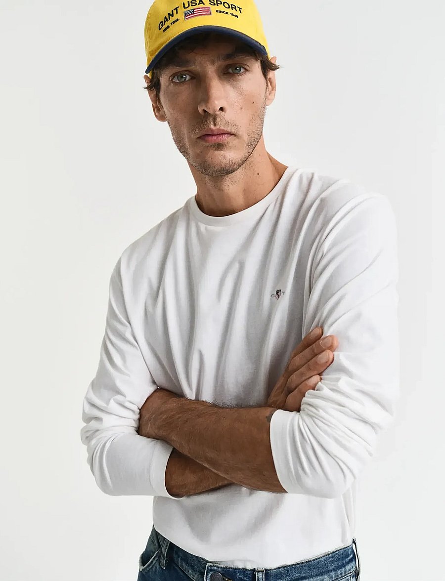 Gant - Shield Long Sleeve T-Shirt - pikkade varrukatega t-särgid - eggshell - 0