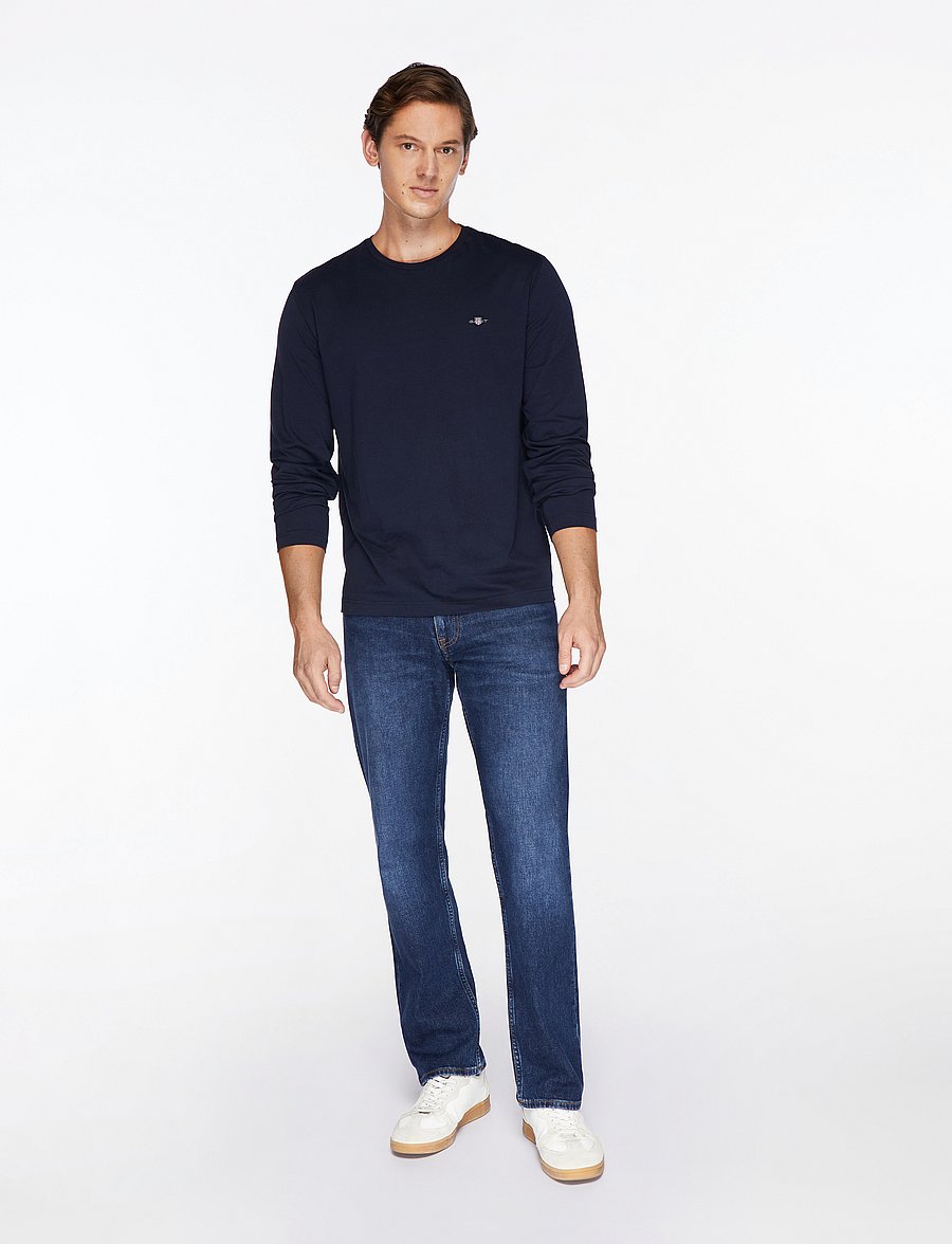 Gant - Shield Long Sleeve T-Shirt - långärmade t-shirts - evening blue - 3