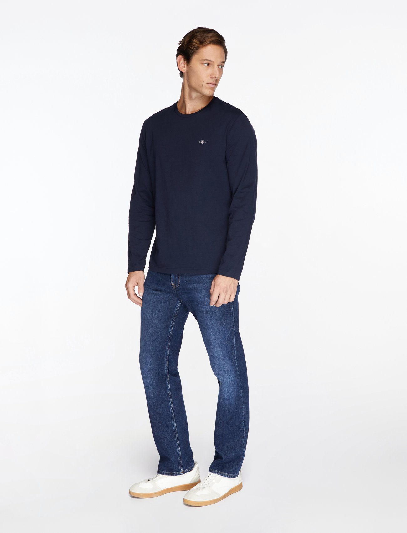 GANT - REG SHIELD LS T-SHIRT - t-krekli ar garām piedurknēm - evening blue - 4