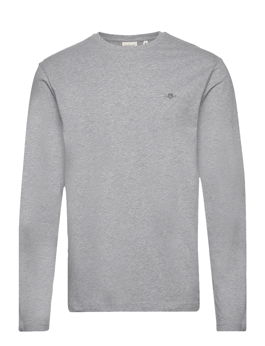 Gant - Shield Long Sleeve T-Shirt - långärmade t-shirts - grey melange - 1
