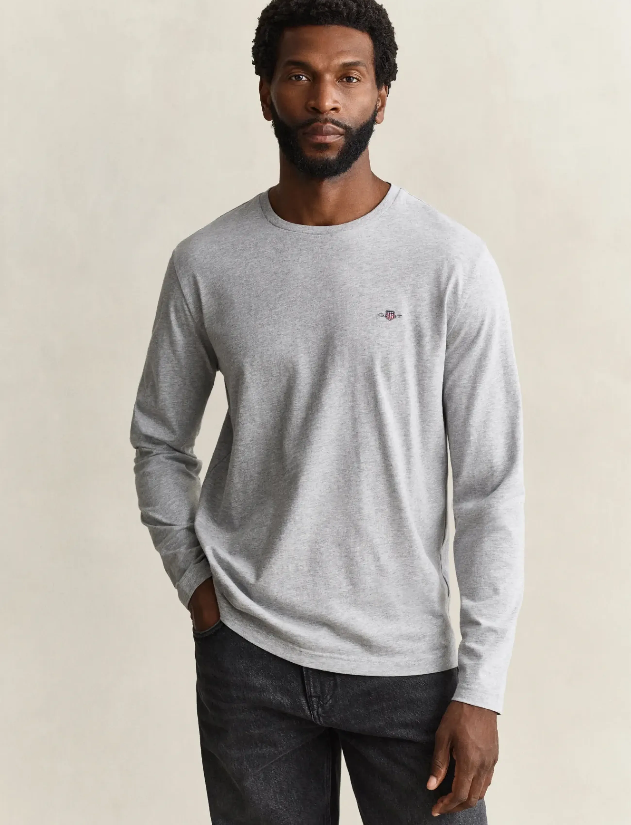 Gant Shield Long Sleeve T-Shirt - Långärmade t-shirts - GREY MELANGE / grey