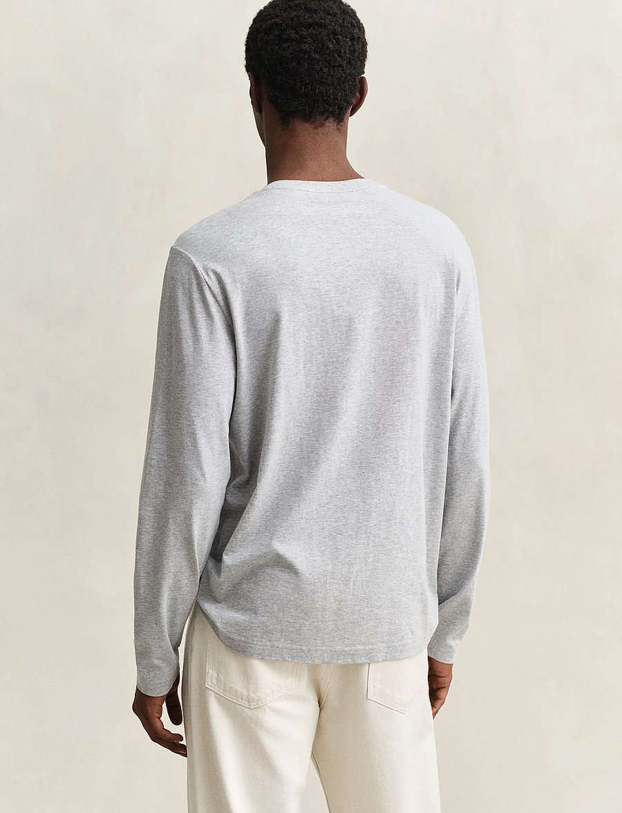 Gant - Shield Long Sleeve T-Shirt - langärmelige t-shirts - grey melange - 3