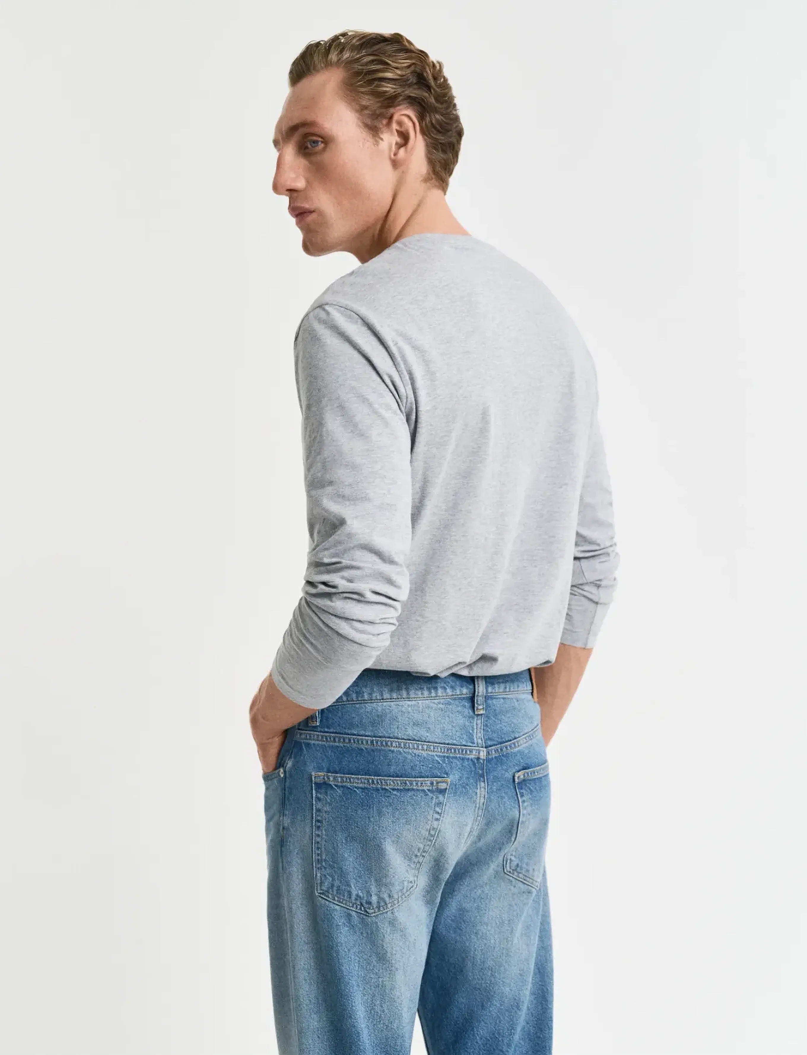 Gant - REG SHIELD LS T-SHIRT - pikkade varrukatega t-särgid - grey melange - 3