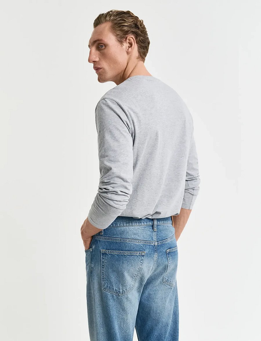 Gant - Shield Long Sleeve T-Shirt - långärmade t-shirts - grey melange - 3