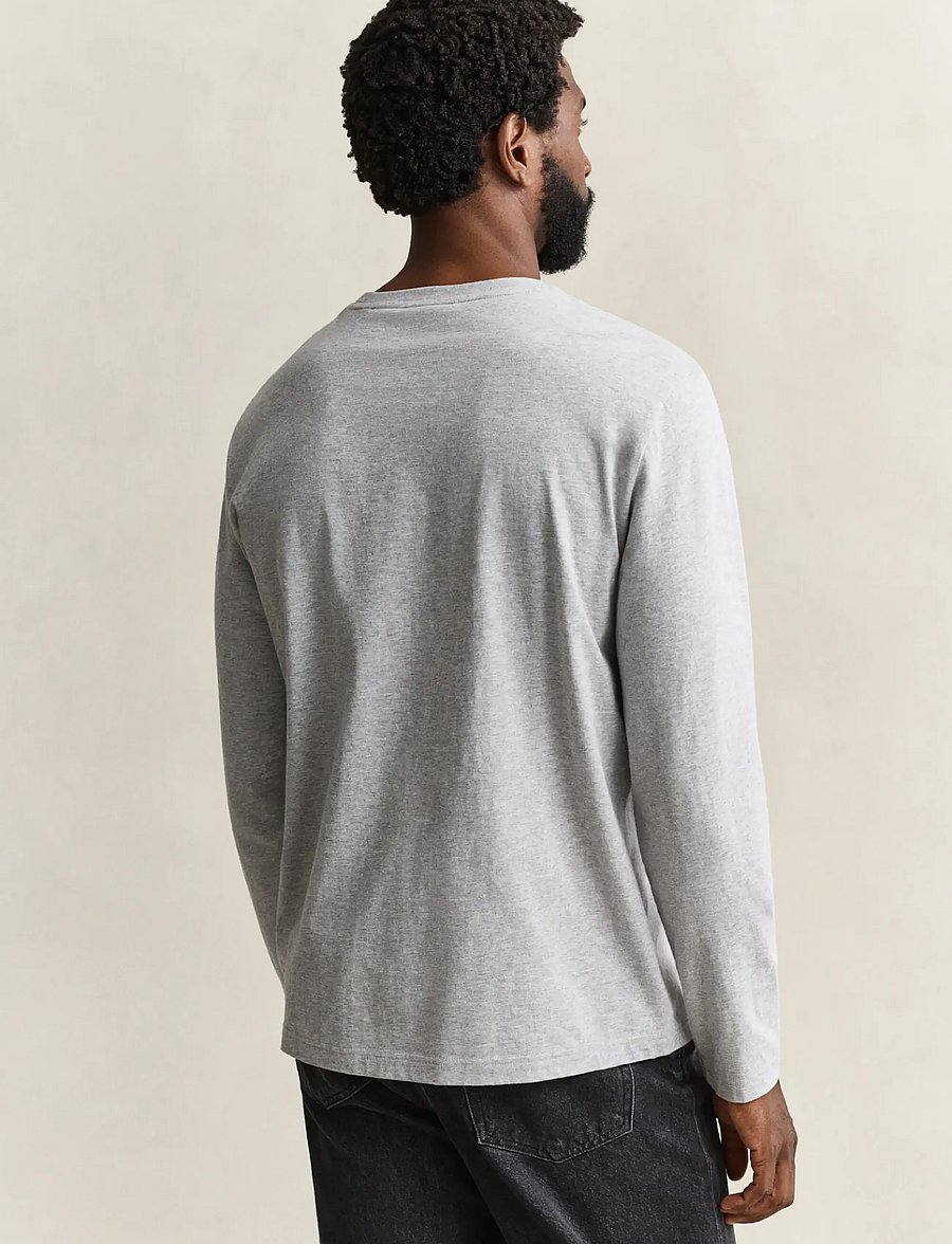 Gant - Shield Long Sleeve T-Shirt - långärmade t-shirts - grey melange - 3